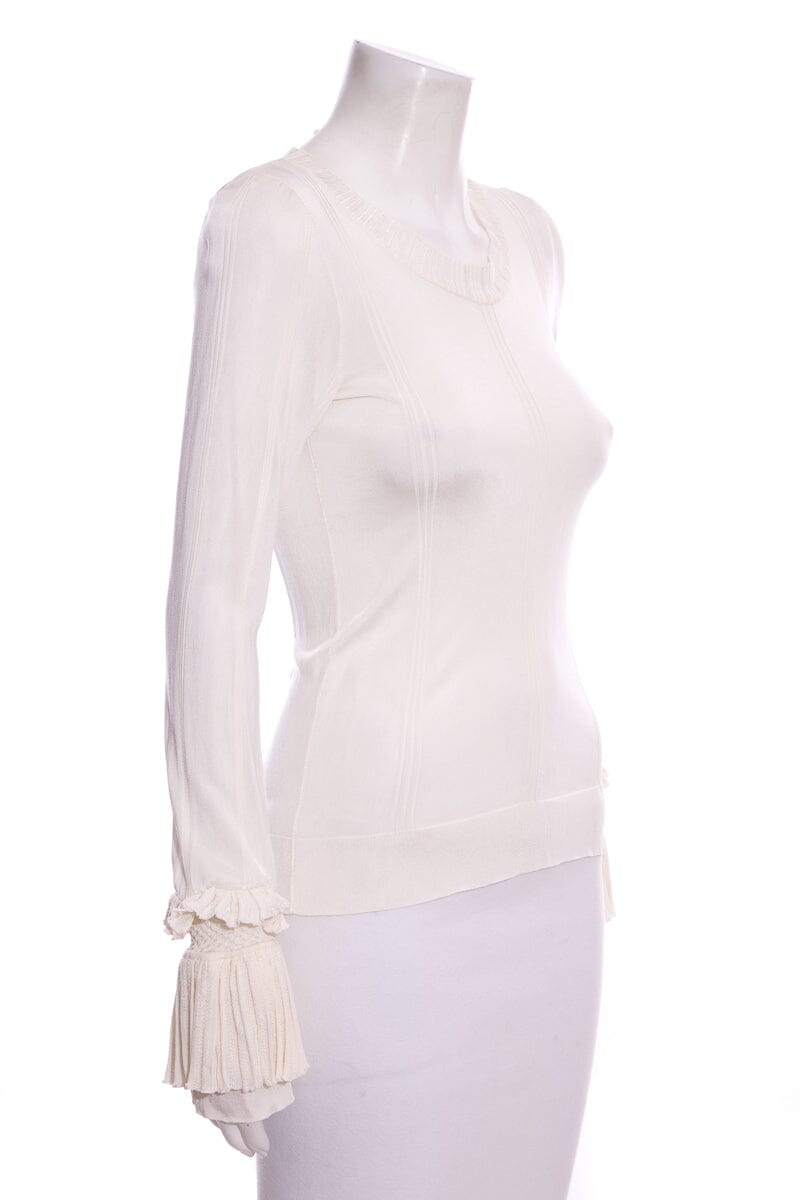 Chanel 2006 Cream Ruffle Blouse SZ 36 – Accessorio premium elegante