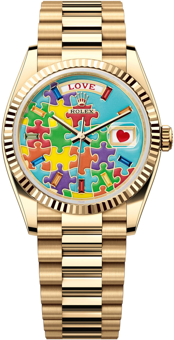 Rolex Day-Date 36 Puzzle Emoji Jigsaw Motif – Accessorio premium elegante