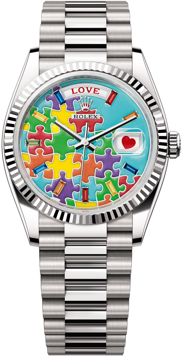 Rolex Day-Date 36 Puzzle Emoji Jigsaw Motif – Accessorio premium elegante