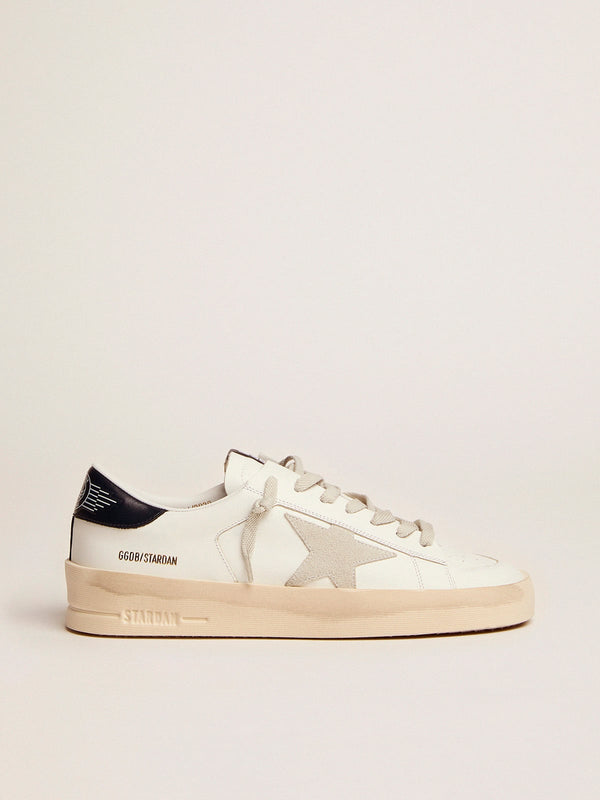 Stardan con stella in suede grigio ghiaccio e talloncino blu