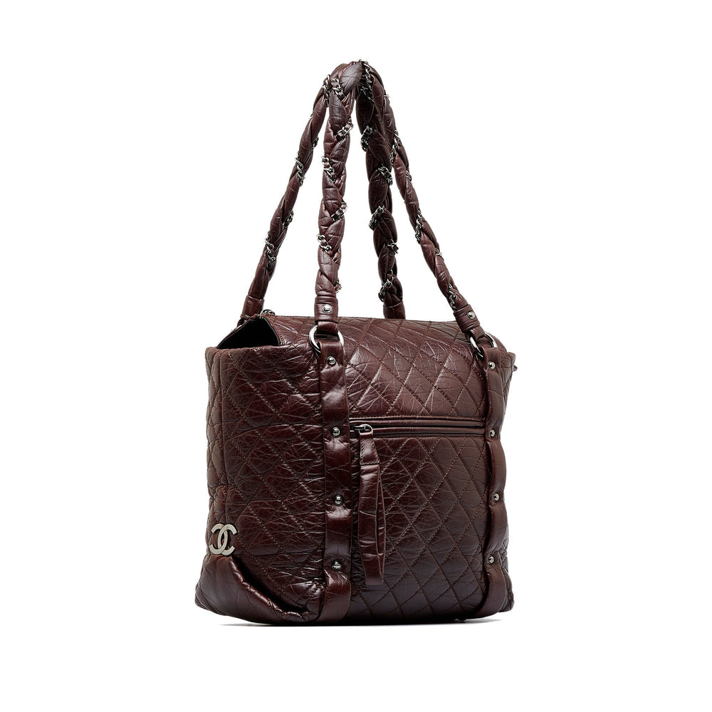 Brown Chanel Lady Braid Shopping Tote – Accessorio premium elegante