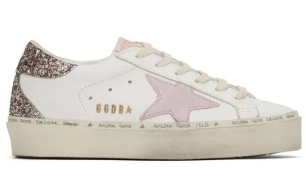 Golden Goose Hi Star 'White Antique Pink Glitter' – Accessorio premium elegante