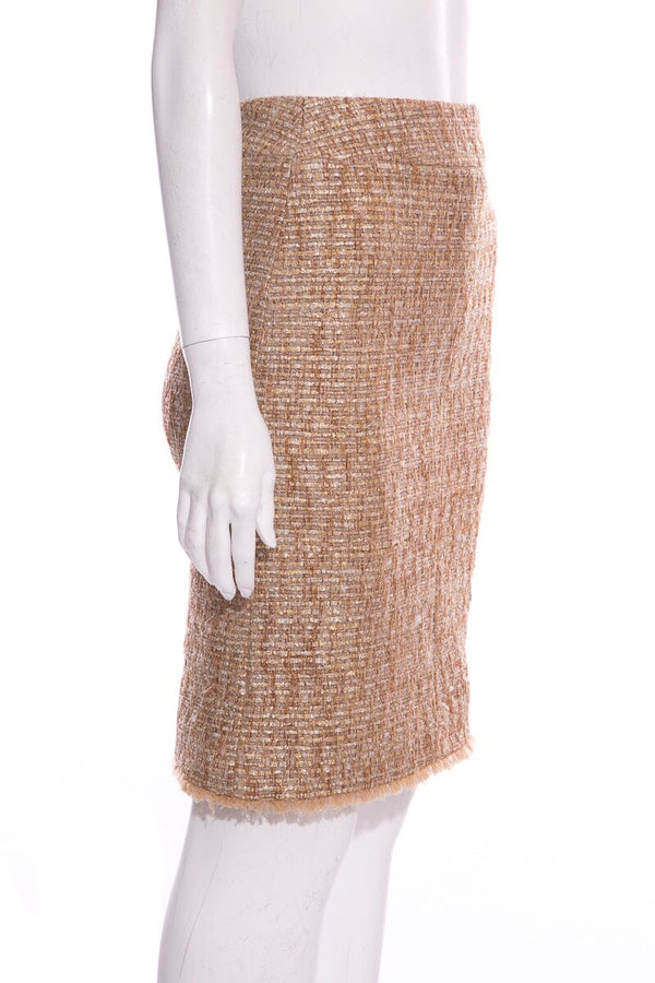 Chanel 2005 Pre-Fall Gold Tweed Skirt SZ 34 – Accessorio premium elegante