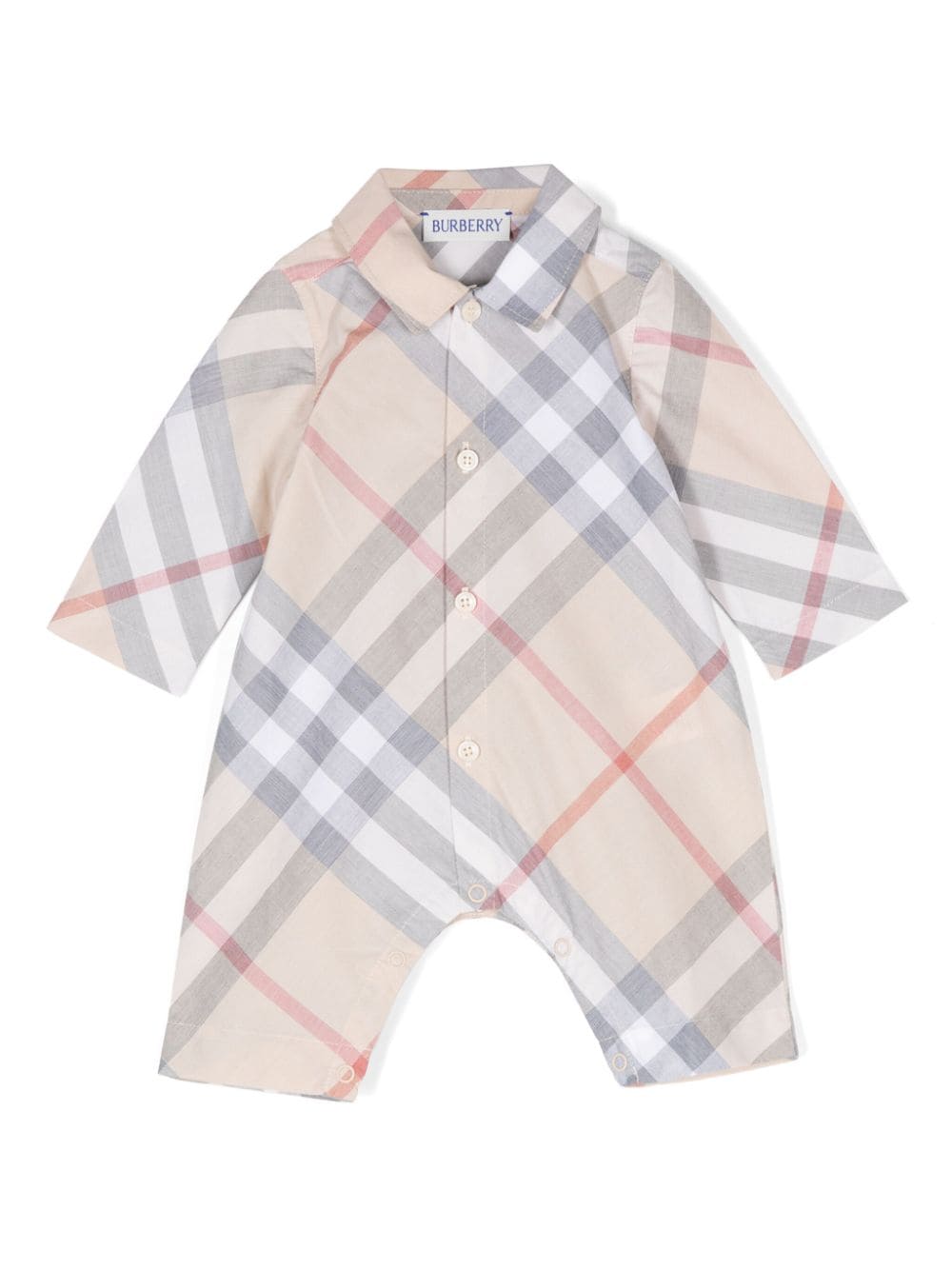 Tutina a quadri per neonato Burberry Kids beige con colletto classico – Accessorio premium elegante