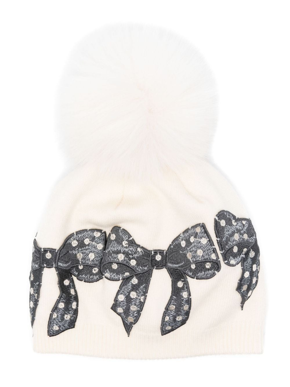 Berretto beige per bambina con pompon Monnalisa – Accessorio premium elegante