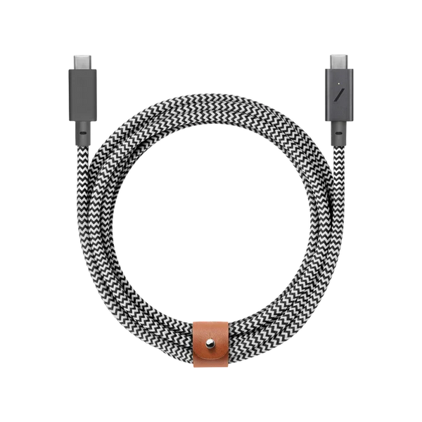Native Union Belt Cable Ultra Strength USB-C to USB-C Cable 2.4 Meter - Zebra – Accessorio premium elegante