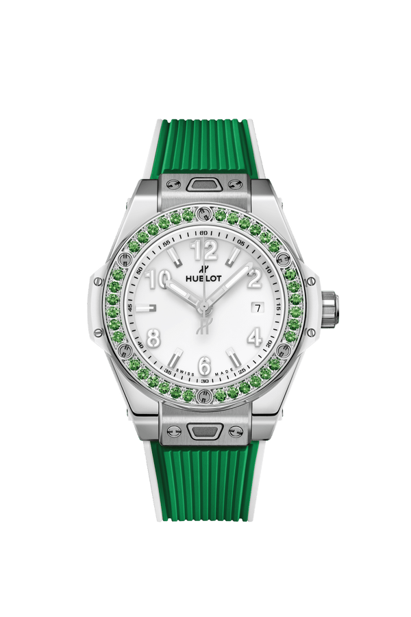 Hublot Big Bang One Click Joyful Steel Apple Green Ceramic Diamonds 33mm – Accessorio premium elegante