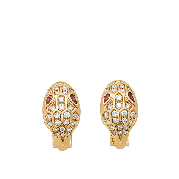 Bvlgari 18K Rose Gold Diamond Serpenti Earrings – Accessorio premium elegante