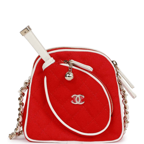 Chanel "Monte-Carlo" Mini Crossbody Tennis Bag Red Canvas Light Gold Hardware – Accessorio premium elegante