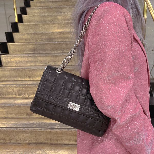 Chanel 2.55 chocolate bar rhinestone chain shoulder bag – Accessorio premium elegante