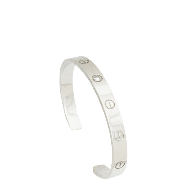 Cartier 18K White Gold Love 1 Diamond Cuff Bracelet 17 – Accessorio premium elegante