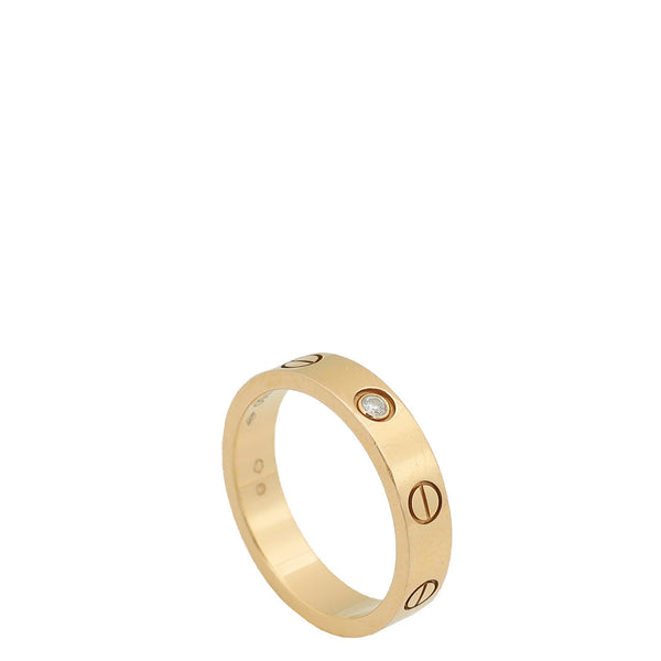 Cartier 18K Pink Gold 1 Diamond Love Wedding Ring 51 – Accessorio premium elegante