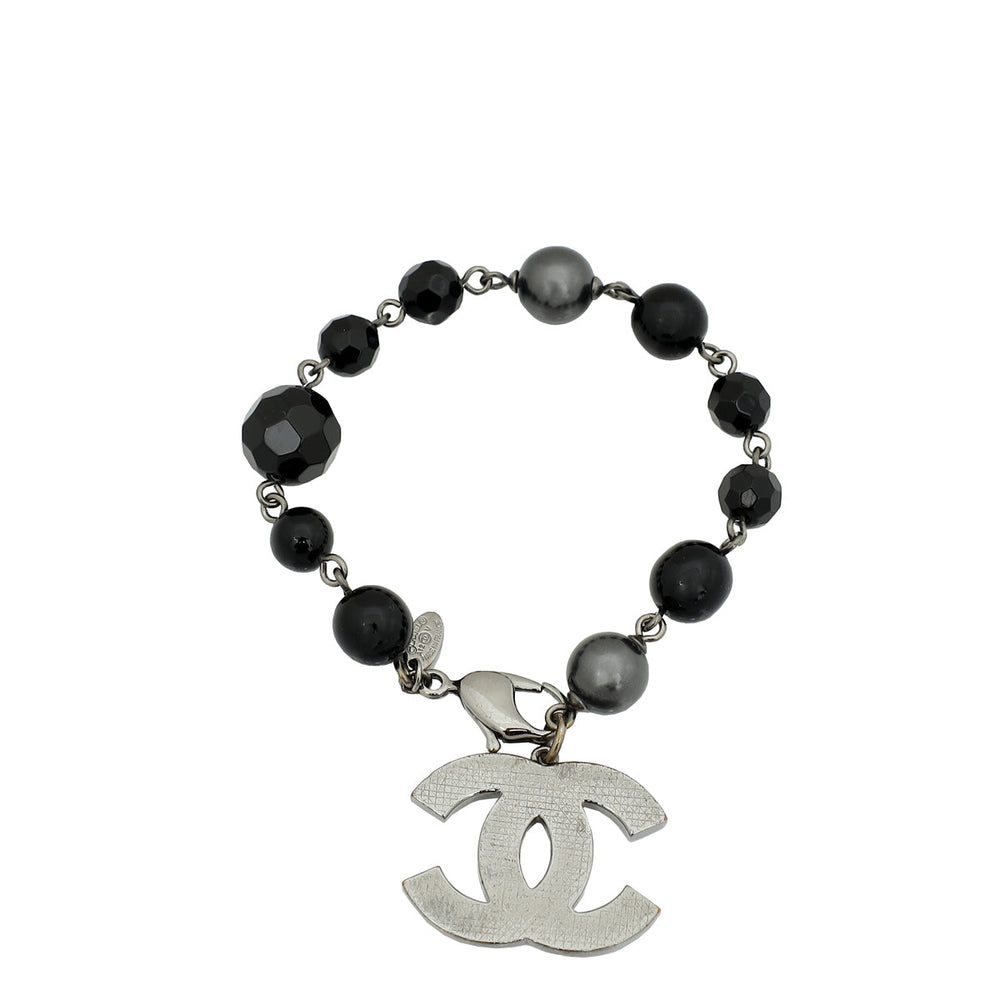 Chanel Black CC Drop Pearl Crystal Bracelet – Accessorio premium elegante