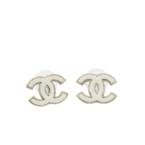 Chanel CC White Enamel Earrings – Accessorio premium elegante