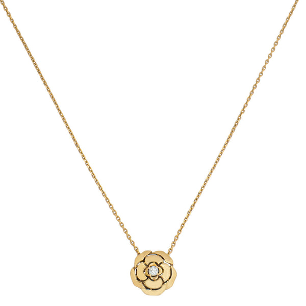 Chanel 18K Rose Gold Diamond Extrait de Camélia Necklace – Accessorio premium elegante
