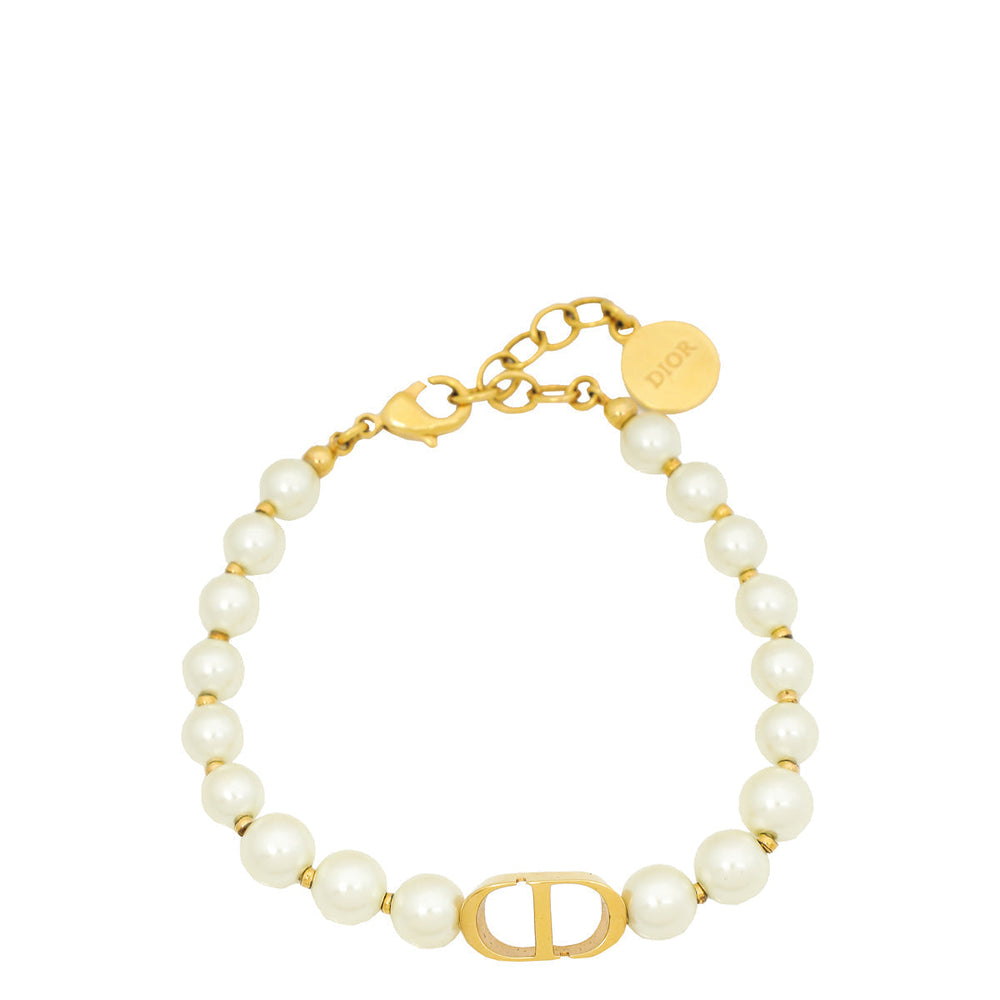 Christian Dior White CD 30 Montaigne Faux Pearl  Bracelet – Accessorio premium elegante