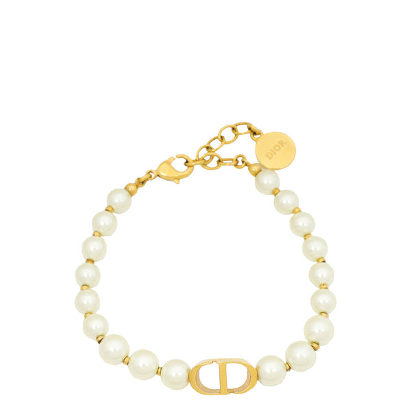 Christian Dior White CD 30 Montaigne Faux Pearl  Bracelet – Accessorio premium elegante