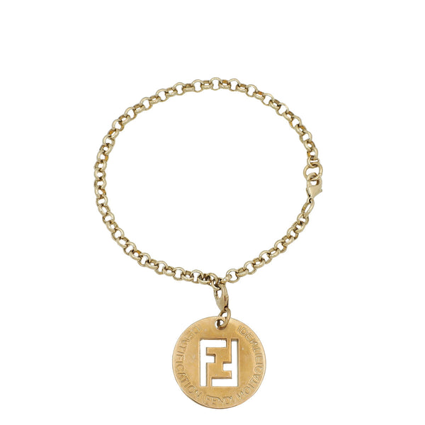 Fendi Gold FF Identification Charm Chain Bracelet – Accessorio premium elegante
