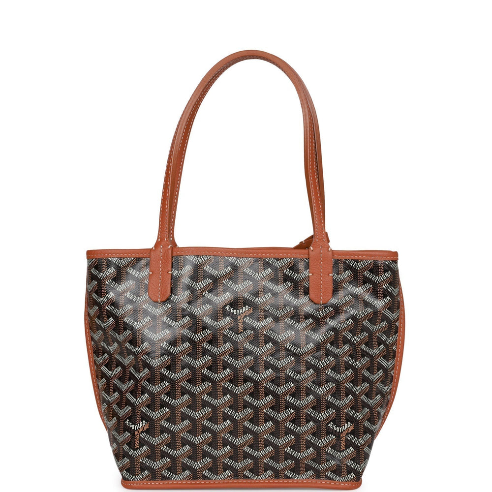 Goyard Goyardine Black Anjou Mini Reversible Tote Bag Palladium Hardware – Accessorio premium elegante