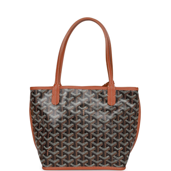 Goyard Goyardine Black Anjou Mini Reversible Tote Bag Palladium Hardware – Accessorio premium elegante