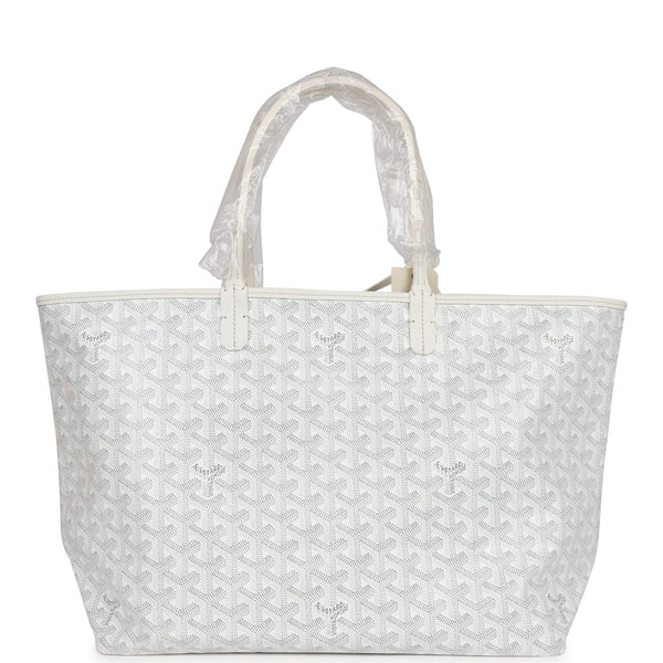 Goyard Goyardine White St. Louis PM Tote Bag Palladium Hardware – Accessorio premium elegante