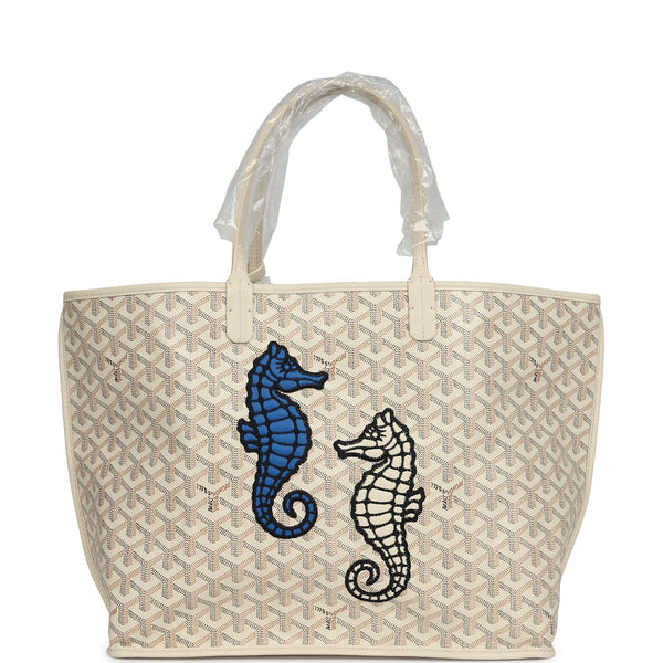 Goyard Goyardine Sand Anjou PM Embroidered Seahorse Bag Palladium Hardware – Accessorio premium elegante