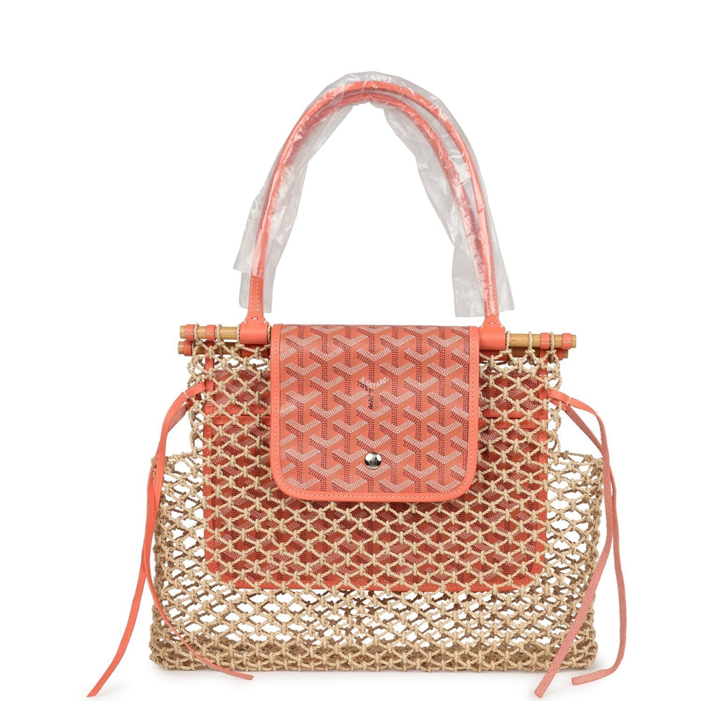 Goyard Aligre Bag Raffia Net with Coral Goyardine Palladium Hardware – Accessorio premium elegante