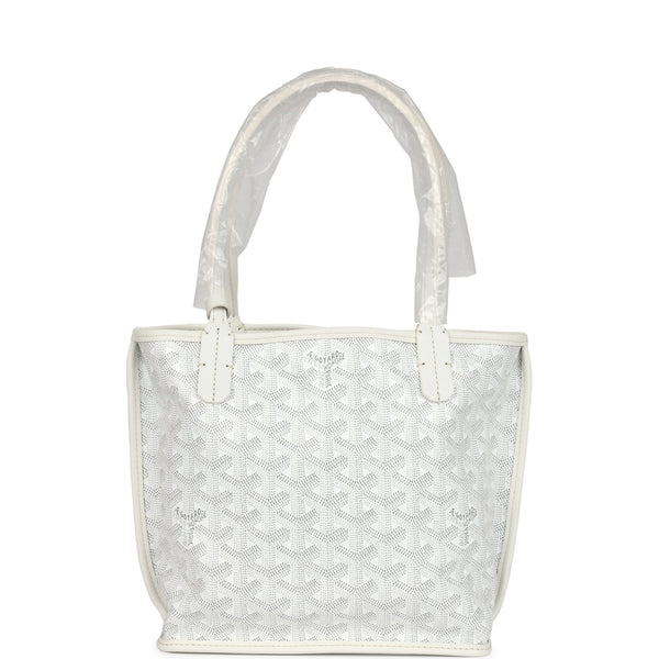 Goyard Goyardine Anjou White Mini Bag Palladium Hardware – Accessorio premium elegante