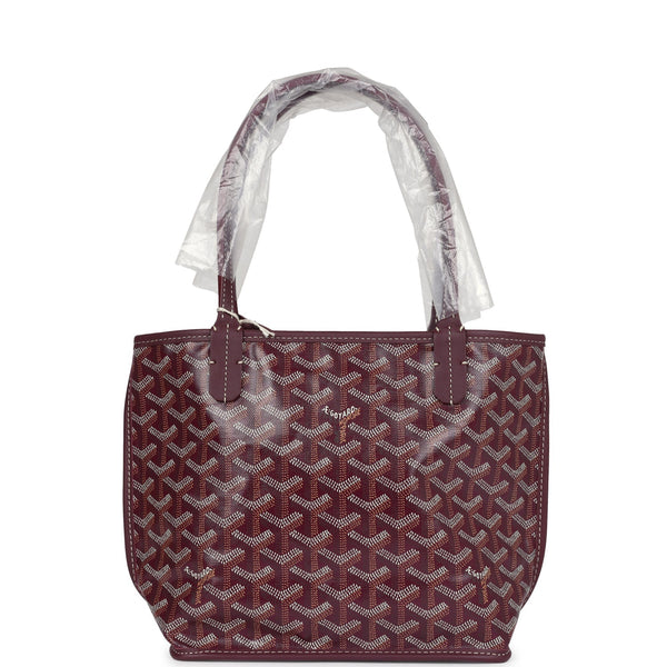 Goyard Goyardine Burgundy Anjou Mini Bag Palladium Hardware – Accessorio premium elegante