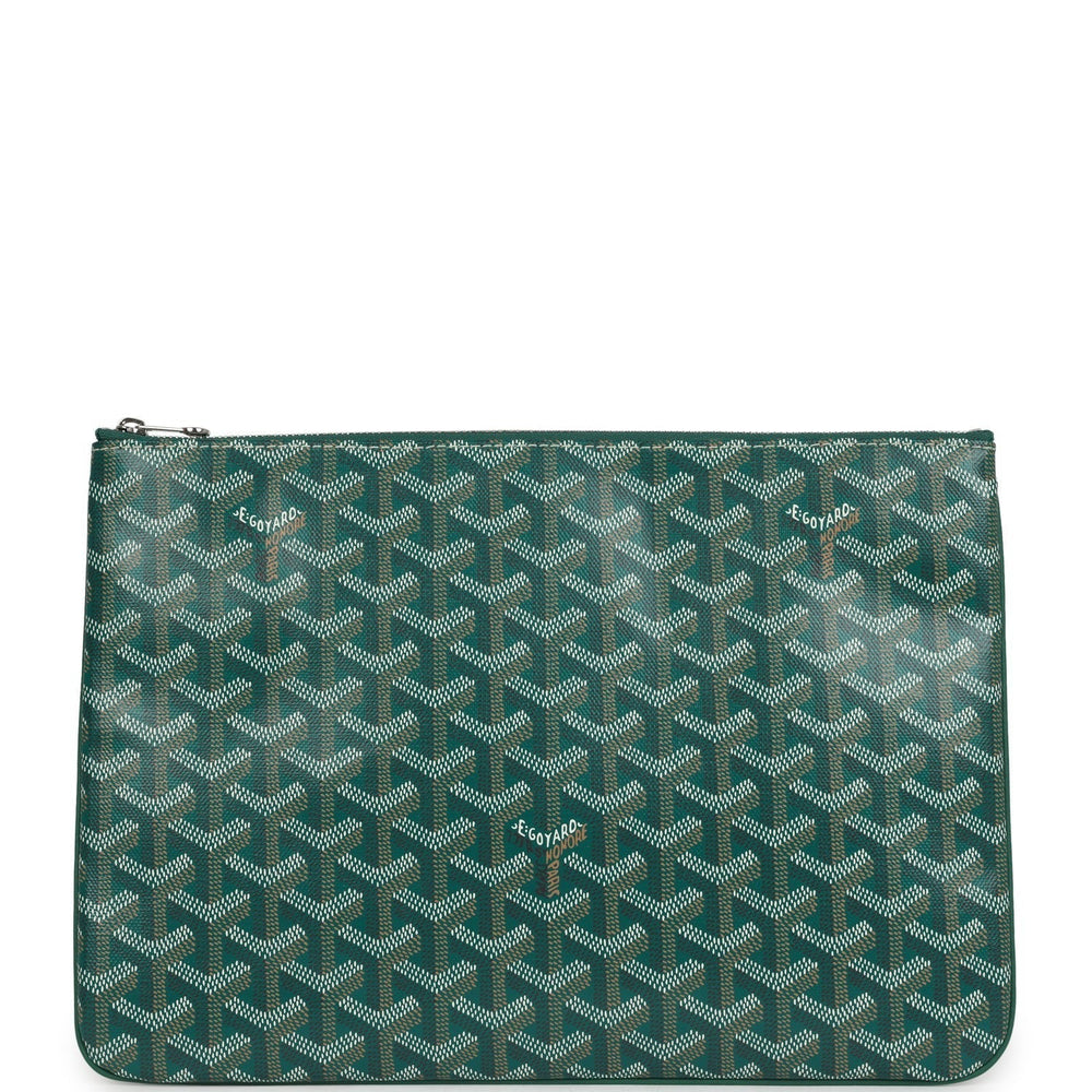 Goyard Goyardine Green Senat MM Pouch Palladium Hardware – Accessorio premium elegante