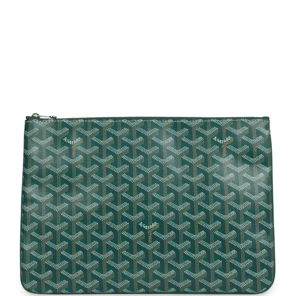 Goyard Goyardine Green Senat MM Pouch Palladium Hardware – Accessorio premium elegante