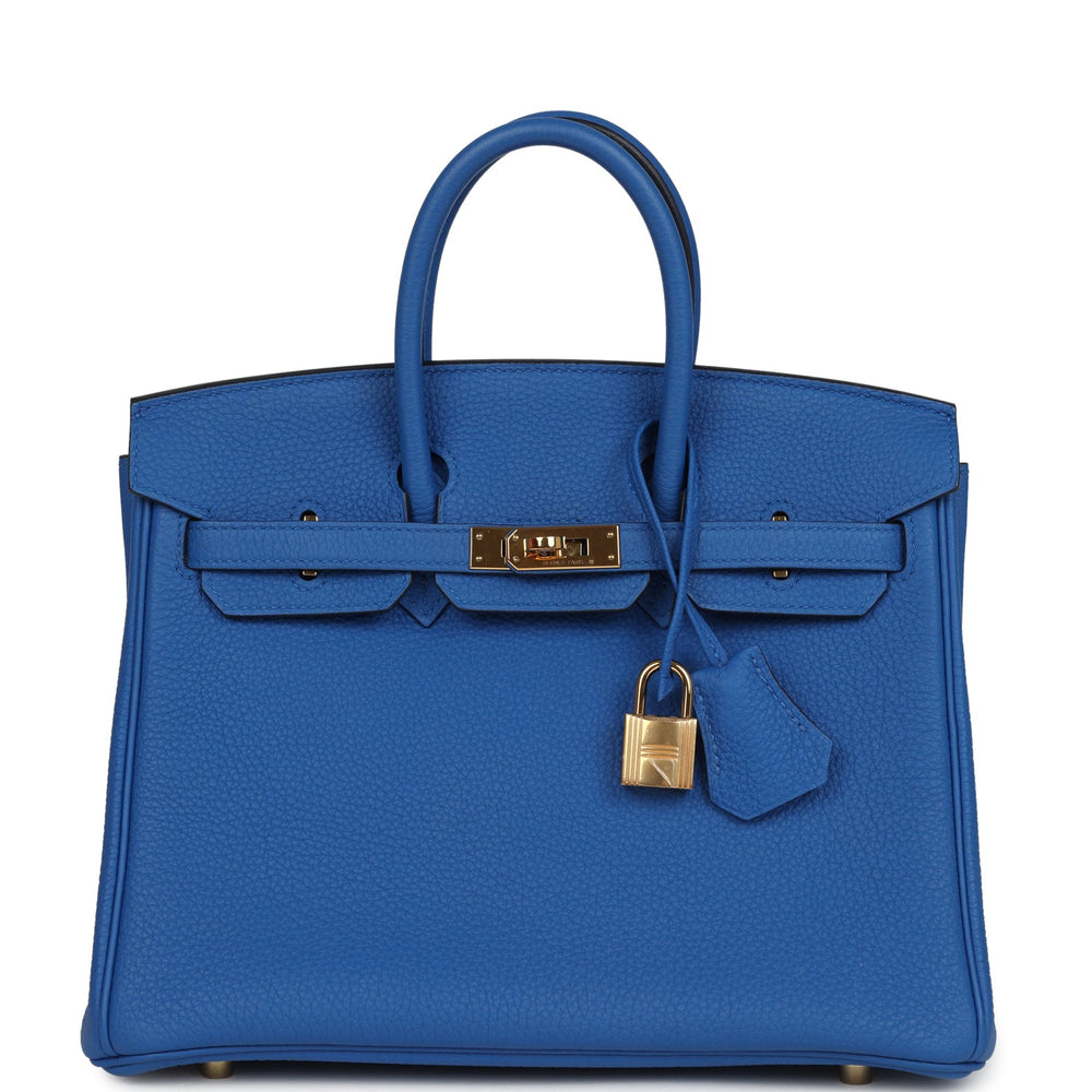 Pre-owned Hermes Birkin 25 Bleu Zellige Togo Gold Hardware – Accessorio premium elegante