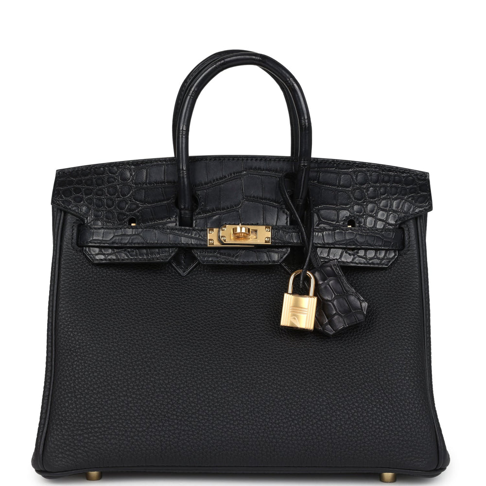 Hermes Birkin 25 Black Matte Alligator and Togo Touch Gold Hardware – Accessorio premium elegante