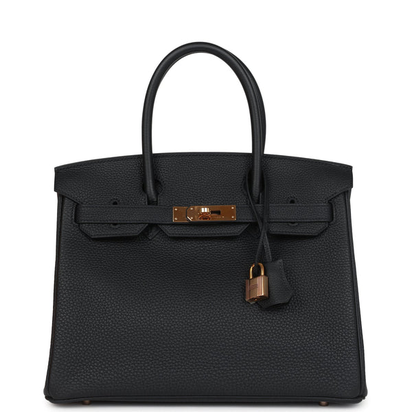 Pre-owned Hermes Birkin 30 Black Togo Rose Gold Hardware – Accessorio premium elegante