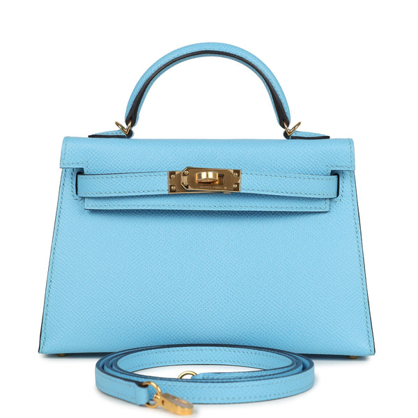 Hermes Kelly Sellier 20 Celeste Epsom Gold Hardware – Accessorio premium elegante