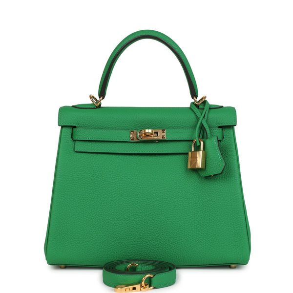 Hermes Kelly Retourne 25 Bambou Togo Gold Hardware – Accessorio premium elegante