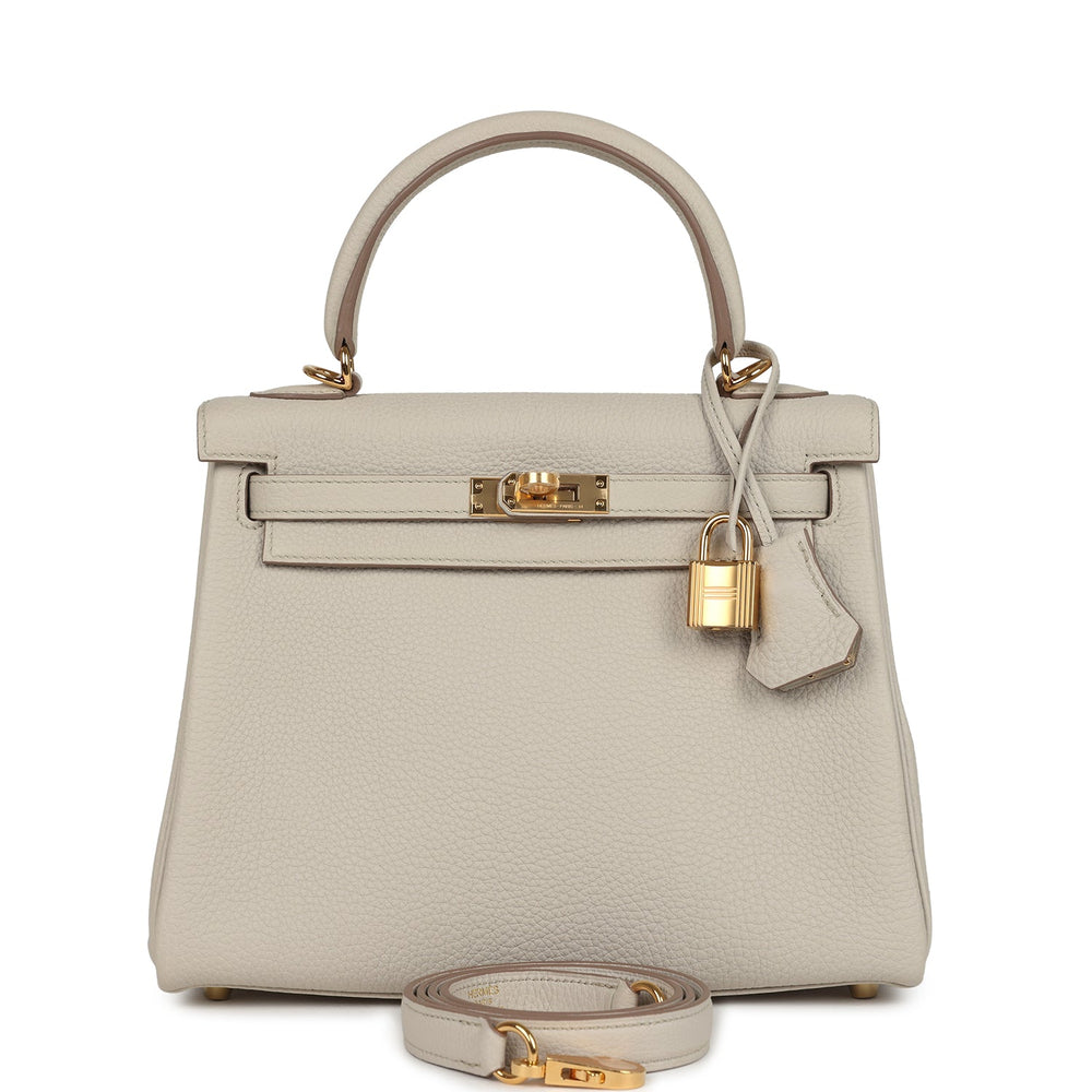 Hermes Kelly Retourne 25 Beton Togo Gold Hardware – Accessorio premium elegante