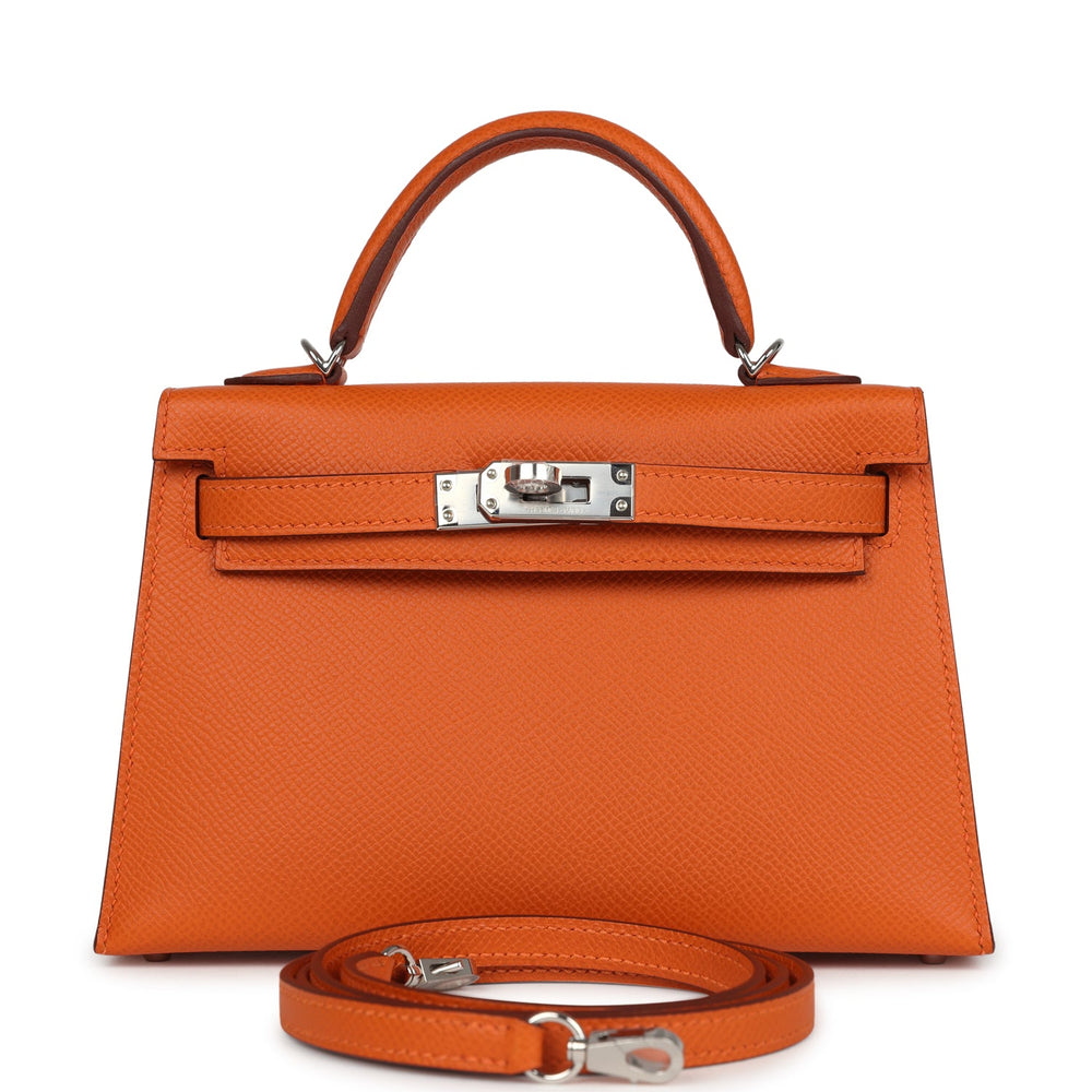 Hermes Kelly Sellier 20 Orange Epsom Palladium Hardware – Accessorio premium elegante