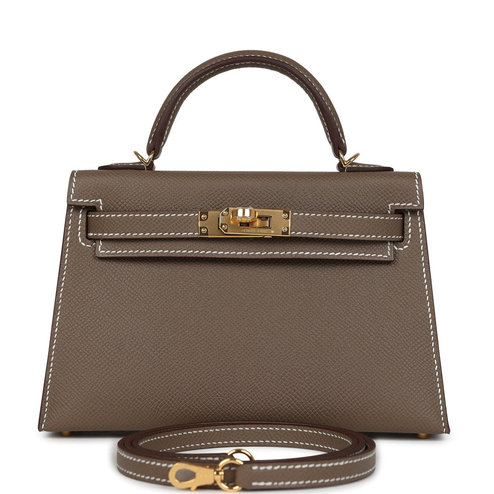 Hermes Kelly Sellier 20 Etoupe Epsom Gold Hardware – Accessorio premium elegante