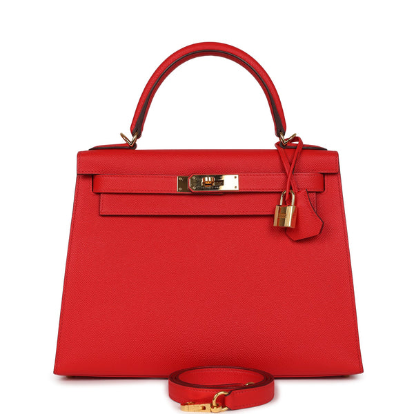 Pre-owned Hermes Kelly Sellier 28 Rouge De Coeur Epsom Gold Hardware – Accessorio premium elegante