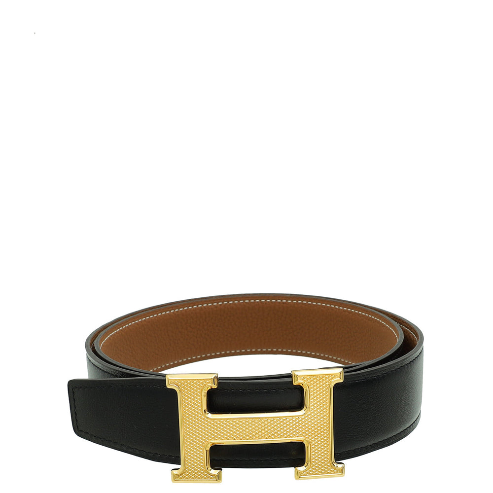 Hermes Bicolor H Guillochee Belt Buckle & Reversible 32mm Belt – Accessorio premium elegante