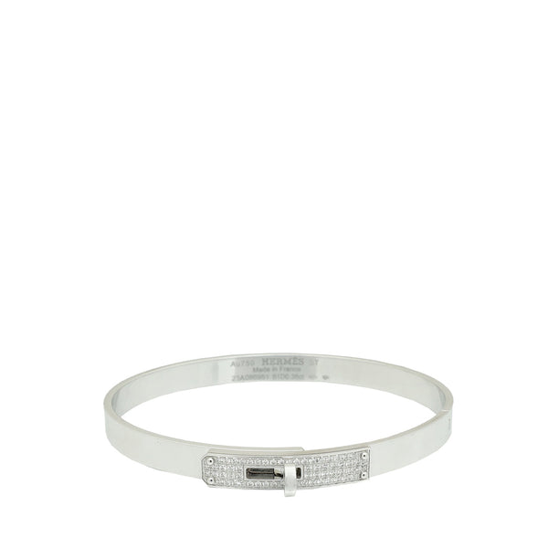 Hermes 18K White Gold Diamond Kelly Small Model Bracelet – Accessorio premium elegante