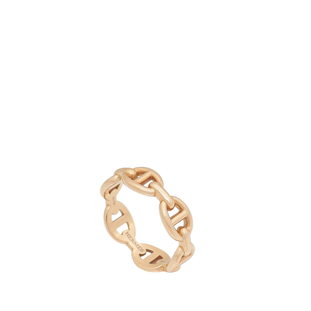 Hermes 18K Rose Gold Chaine D'ancre Enchainee Small Model Ring 52 – Accessorio premium elegante