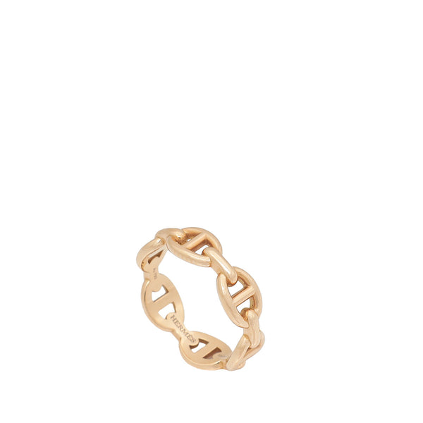 Hermes 18K Rose Gold Chaine D'ancre Enchainee Small Model Ring 52 – Accessorio premium elegante