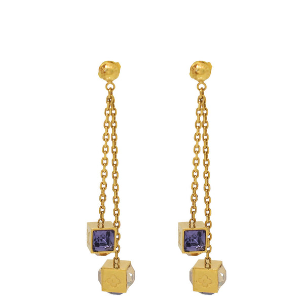Louis Vuitton Gold Gamble Drop Earrings – Accessorio premium elegante