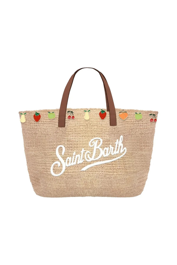 Borsa Rafia City Mini Fruit Charm
