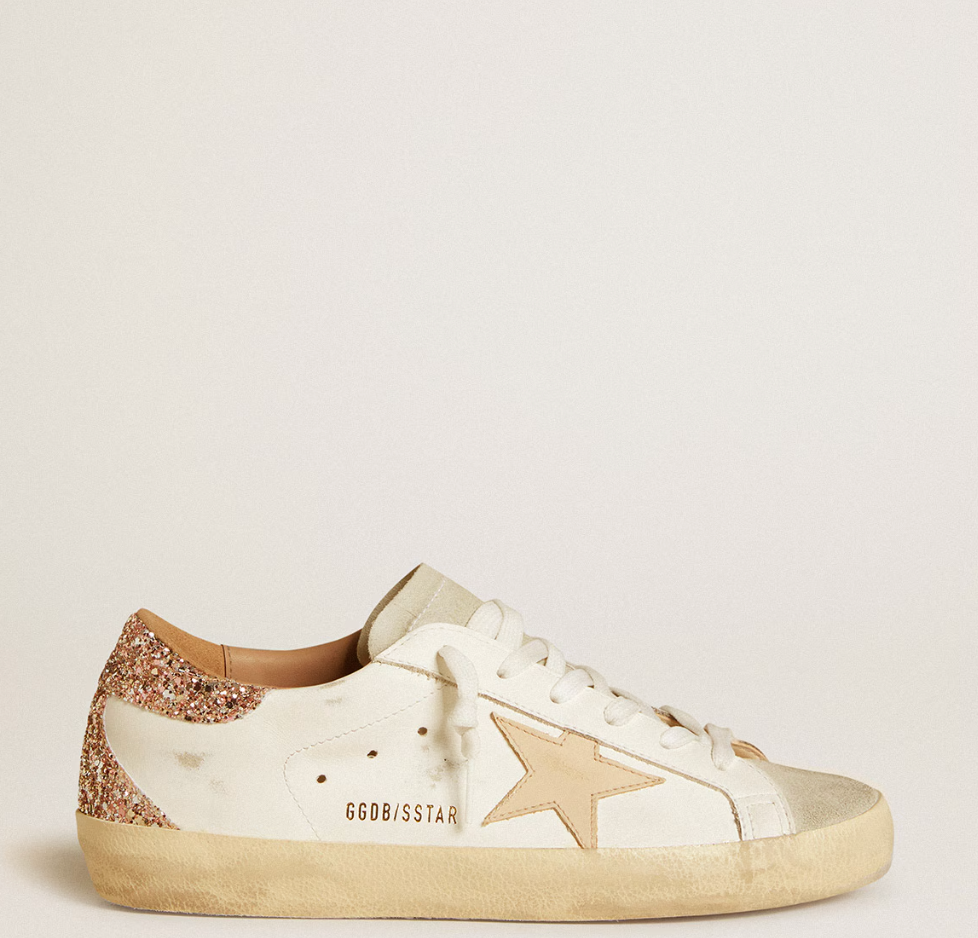 Super-Star with nude leather star and gold glitter heel tab "LIMITED"