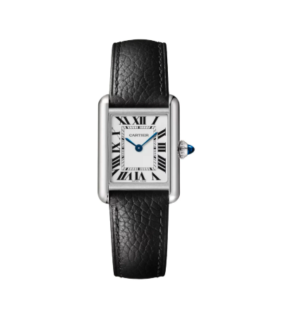 Cartier Tank Must SolarBeat Large 29.5mm x 22mm Stainless Steel Black Leather Strap Photovoltaic Quartz Watch – Accessorio premium elegante