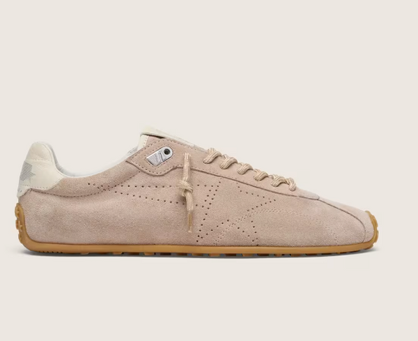 Marathon Speed Donna in suede rosa con stella traforata e talloncino in pelle bianca – Accessorio premium elegante