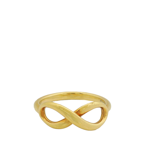 Tiffany & Co 18K Yellow Gold Infinity Ring 54 – Accessorio premium elegante